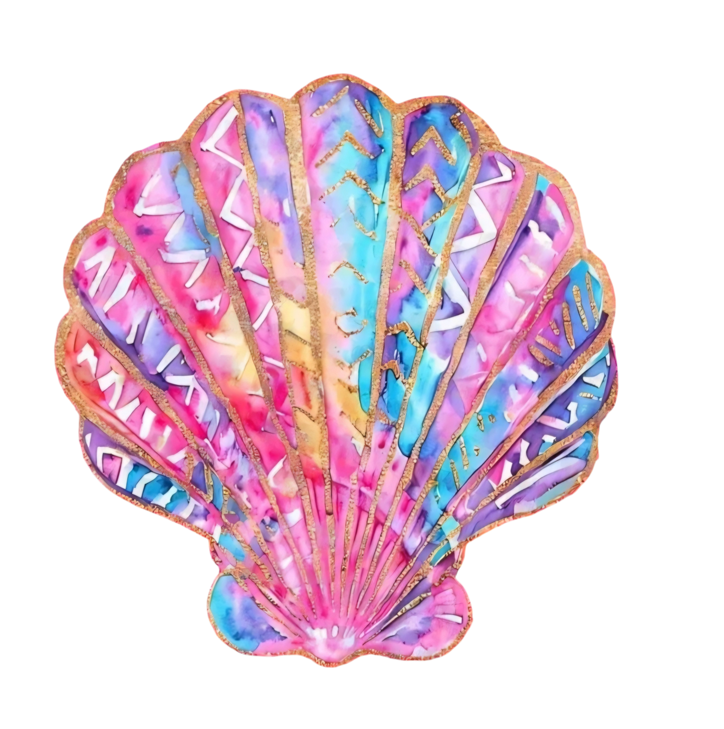 GLITTER COLORFUL SEASHELL TRANSFER (2 TRANSFERS AVAILABLE FOR PRESSING)