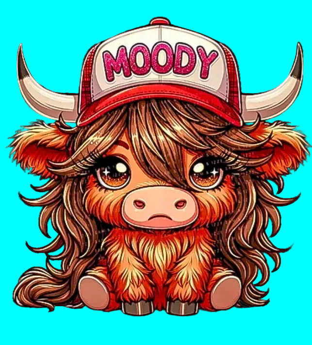 GLITTER MOODY COW (4 TRANSFERS AVAILABLE FOR THIS PRODUCT)