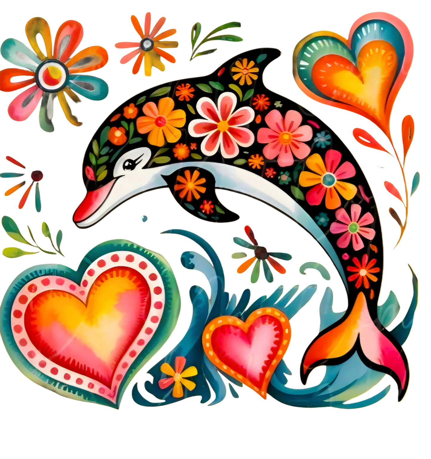 DTF COLORFUL DOLPHIN (3 TRANSFERS AVAIALBLE FOR PRESSEING)