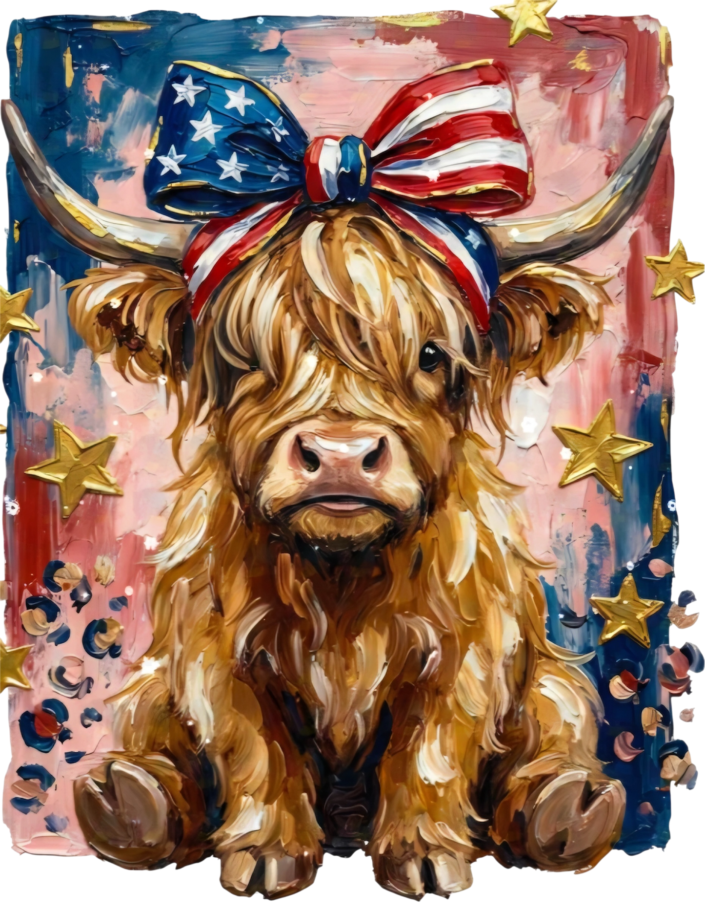 GLITTER PATRIOTIC COW (2 TRANSFERS AVAILABLE FOR PRESSING)