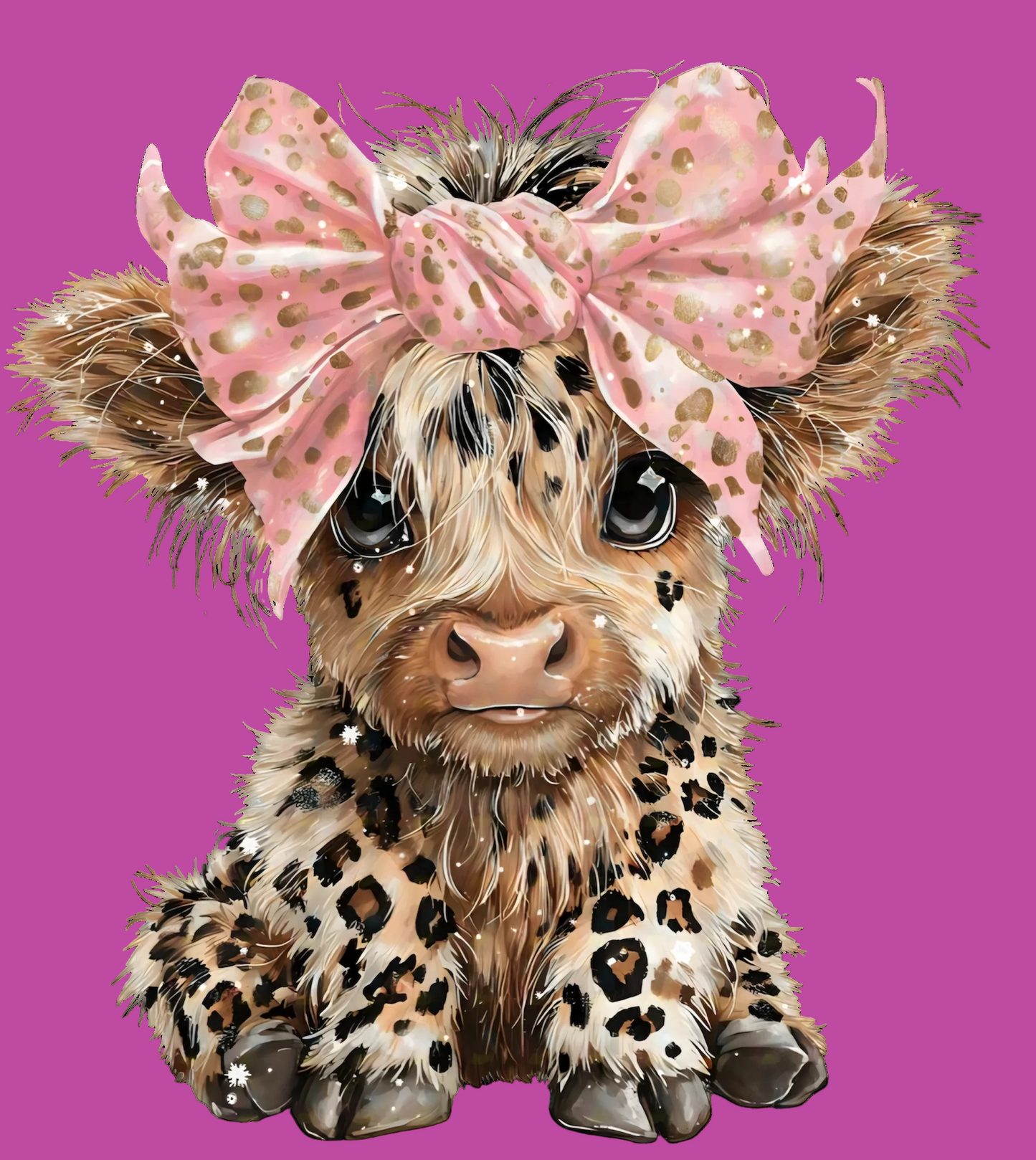 GLITTER CUTE COW WITH BOW (2 TRANSFERS AVAILABLE FOR PRESSING)
