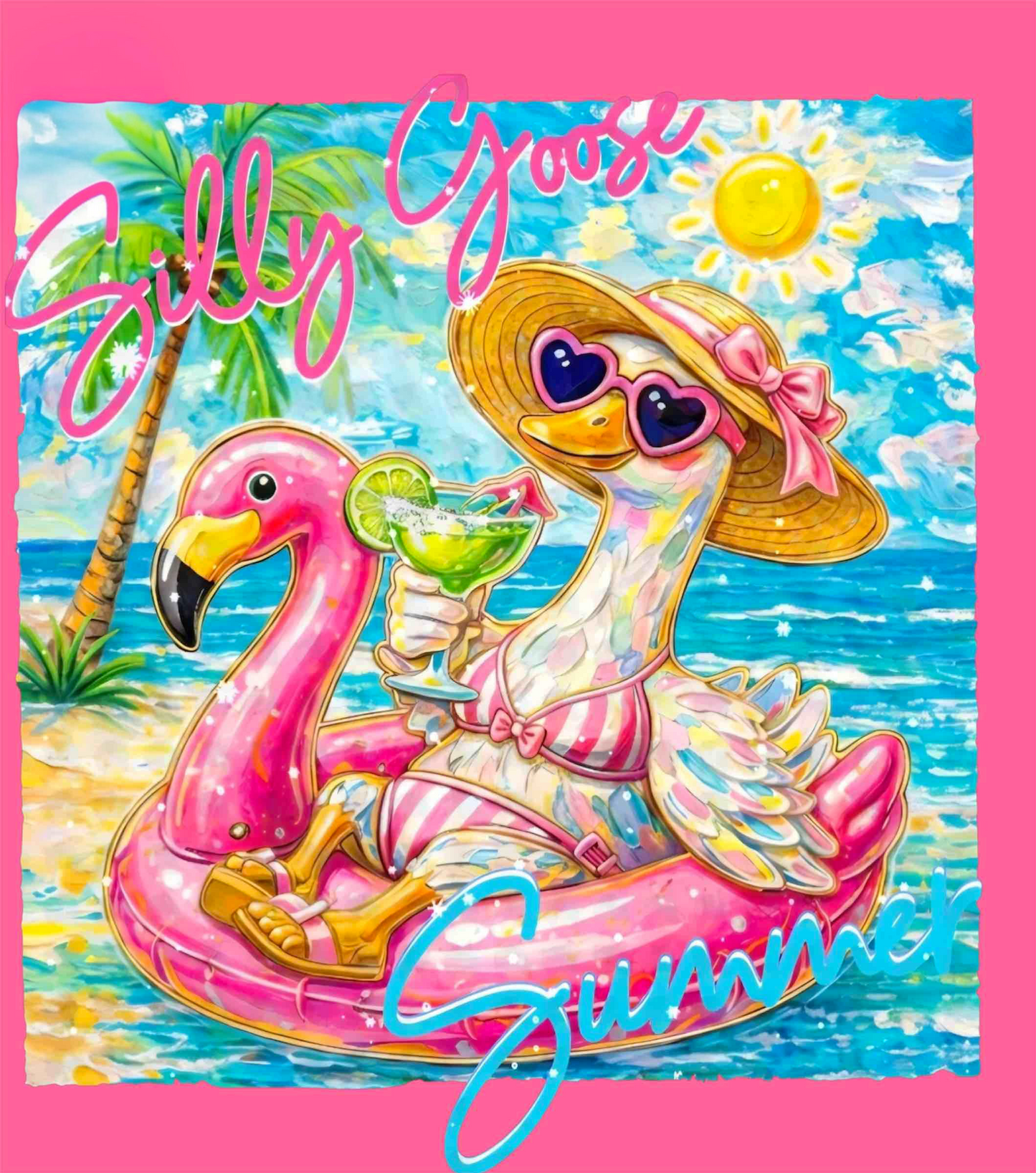 GLITTER SILLY GOOSE SUMMER (3 TRANSFERS AVAILABLE FOR PRESSING)