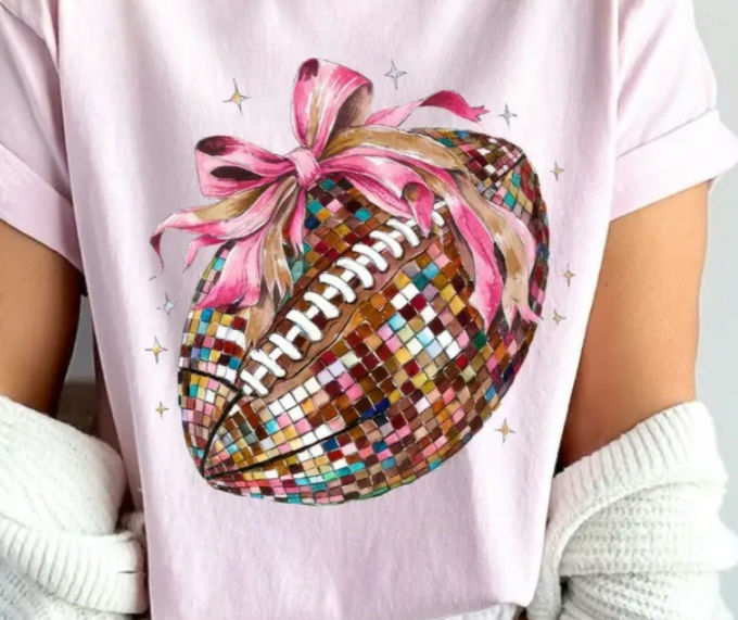 Football with Pink Bow T-Shirt image 0