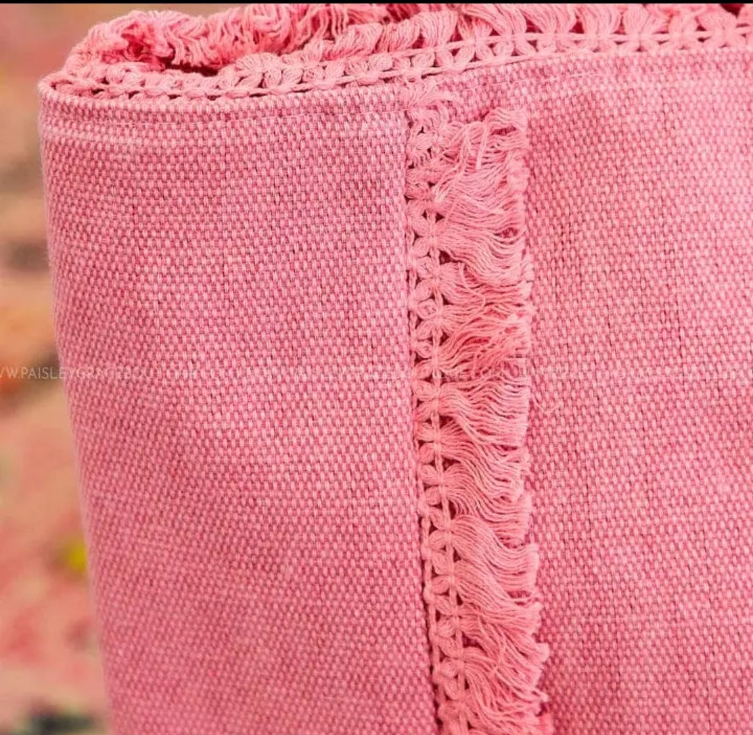 Pink Sewn Rope Summer Letters with Fringe Tote 3/21/26 RTS