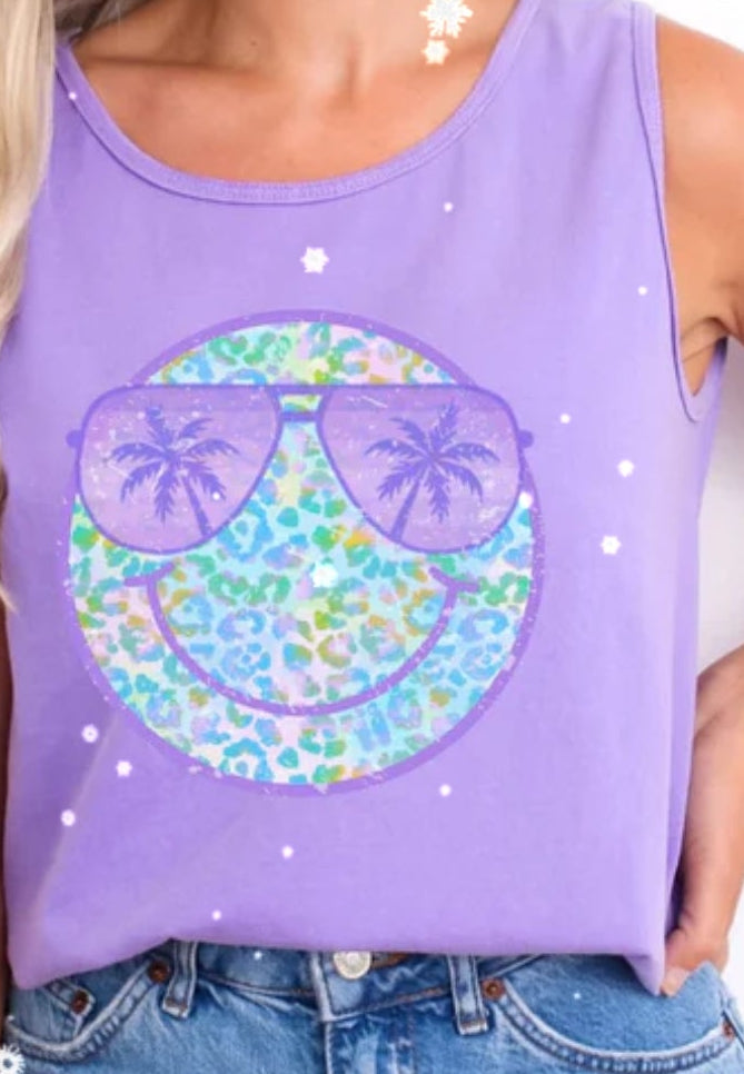 Purple Smiley w/Palm Trees (5 TRANSFERS AVAILABLE FOR THIS PRODUCT