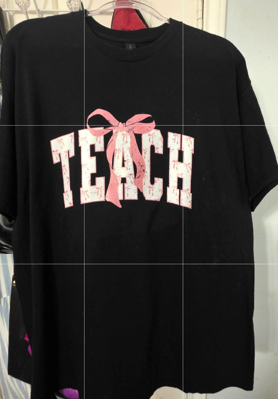 Glitter Teach with Pink Bow (3 Transfers available for pressing)