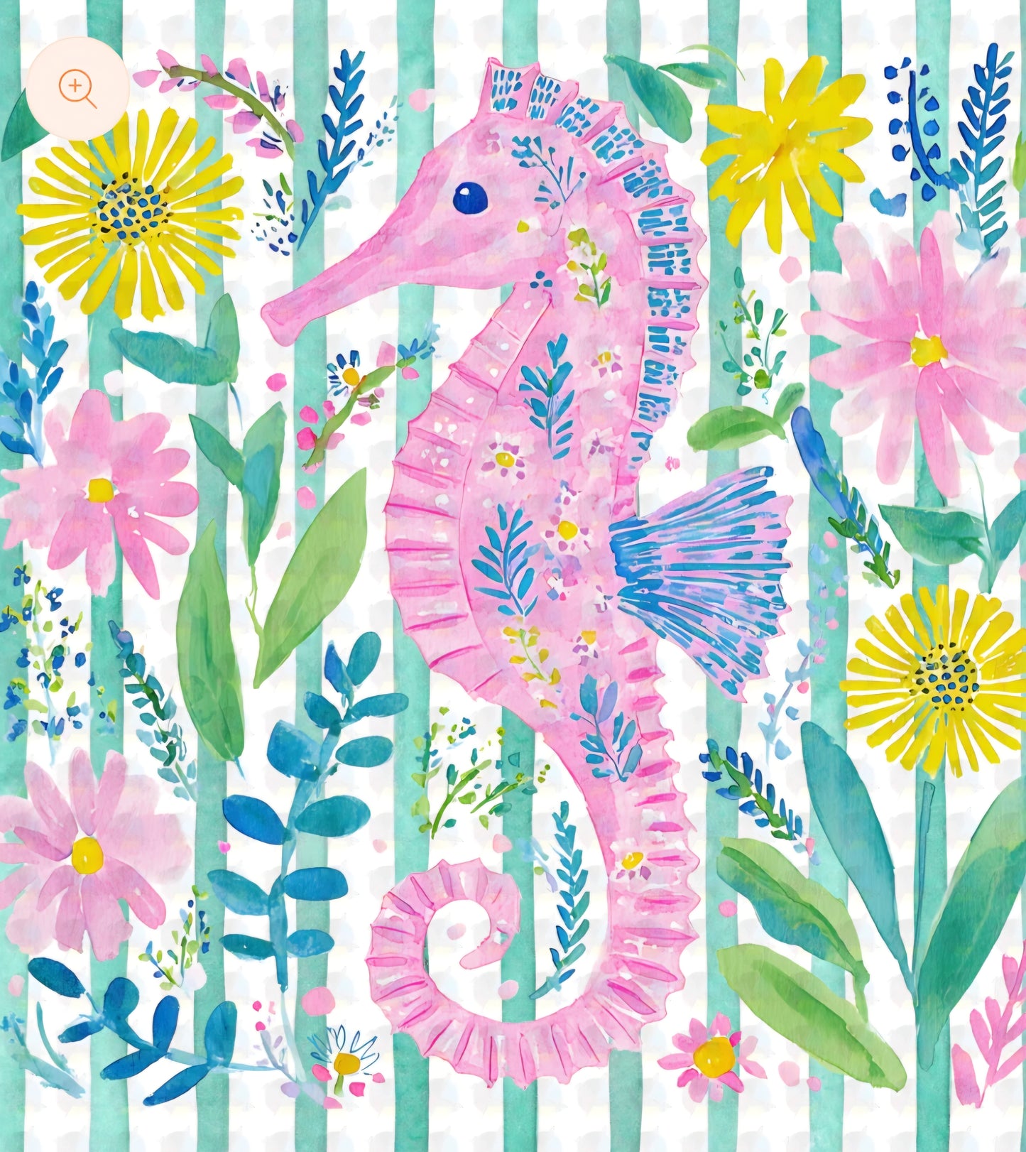 GLITTER PINK SEA HORSE (2 TRANSFERS AVAILABLE FOR PRESSING)