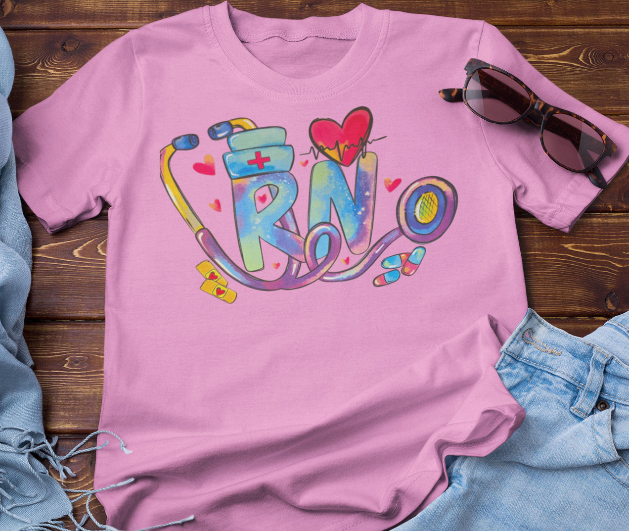 Colorful RN Design (2 Transfers available for pressing)