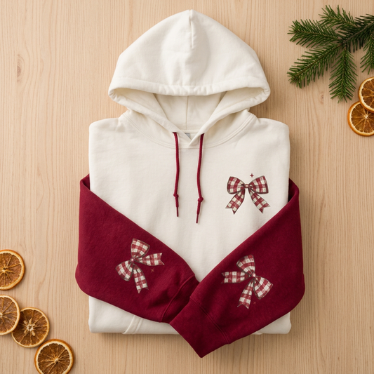 Red and White Bow Hoodie (Ready to Ship)
