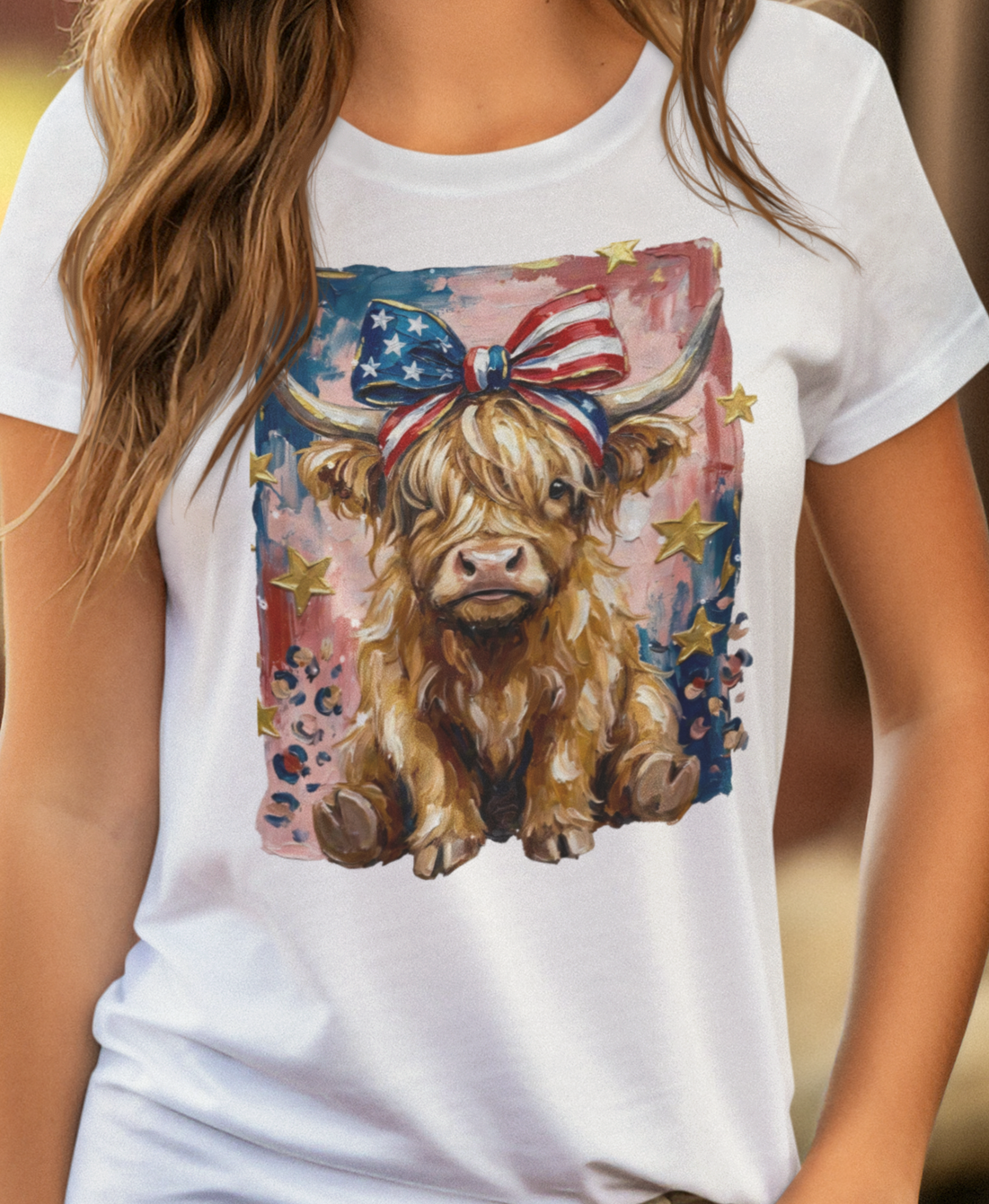 GLITTER PATRIOTIC COW (2 TRANSFERS AVAILABLE FOR PRESSING)