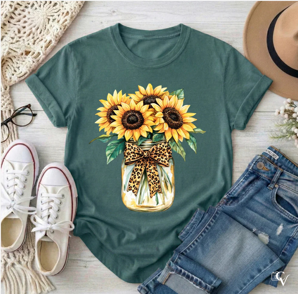 Sunflowers with Leopard Bow (3 Transfers available for pressing)