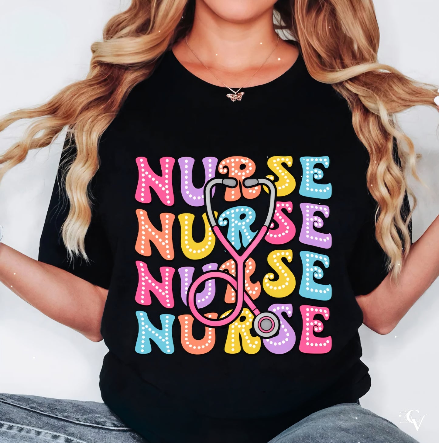 Glitter Nurse with Stethoscope (3 transfer available for pressing)