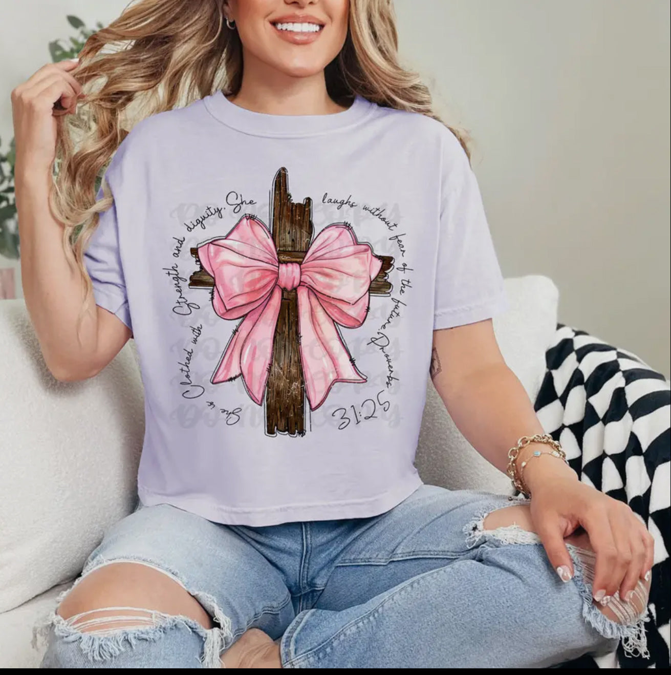 Pink Bow and Cross image 0