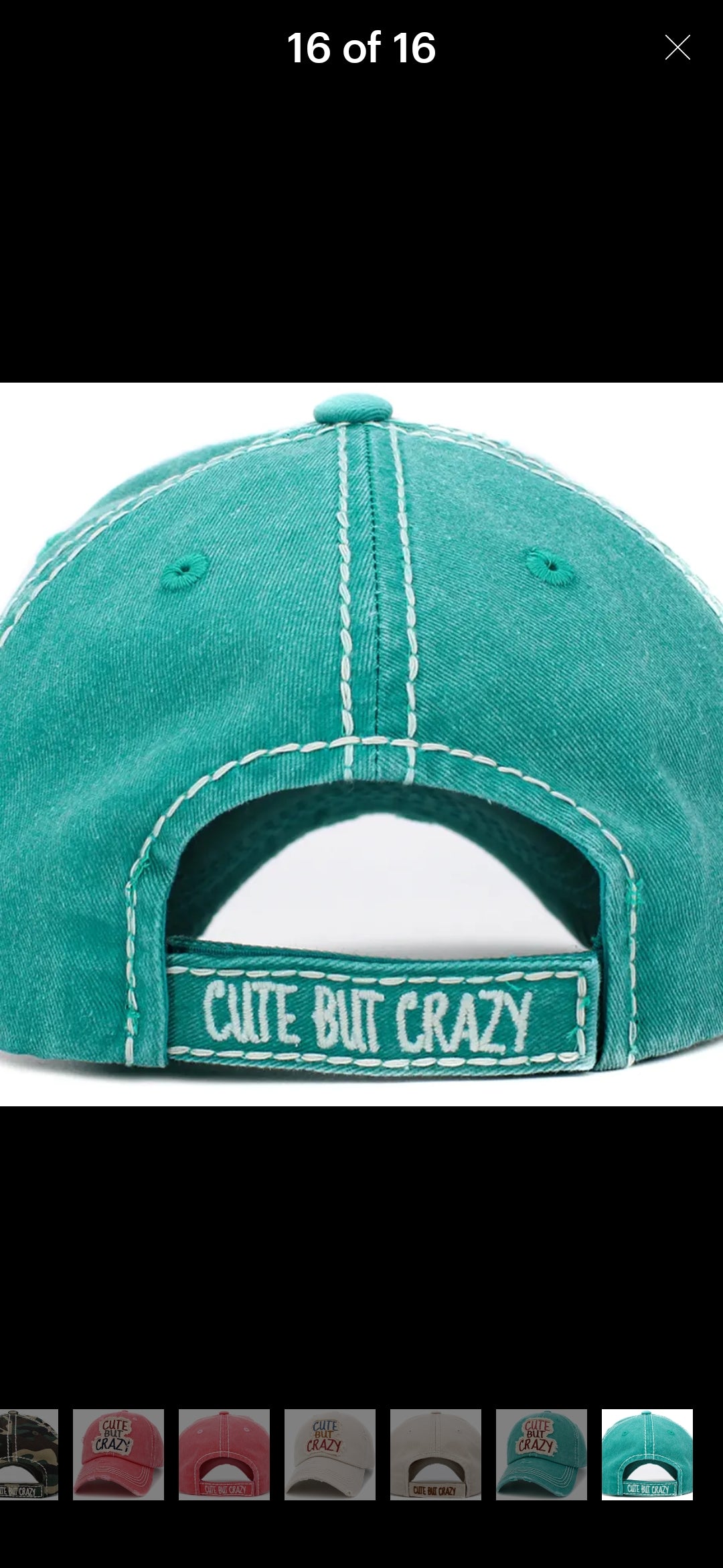Vintage Cute But Crazy Ballcap Teal image 1