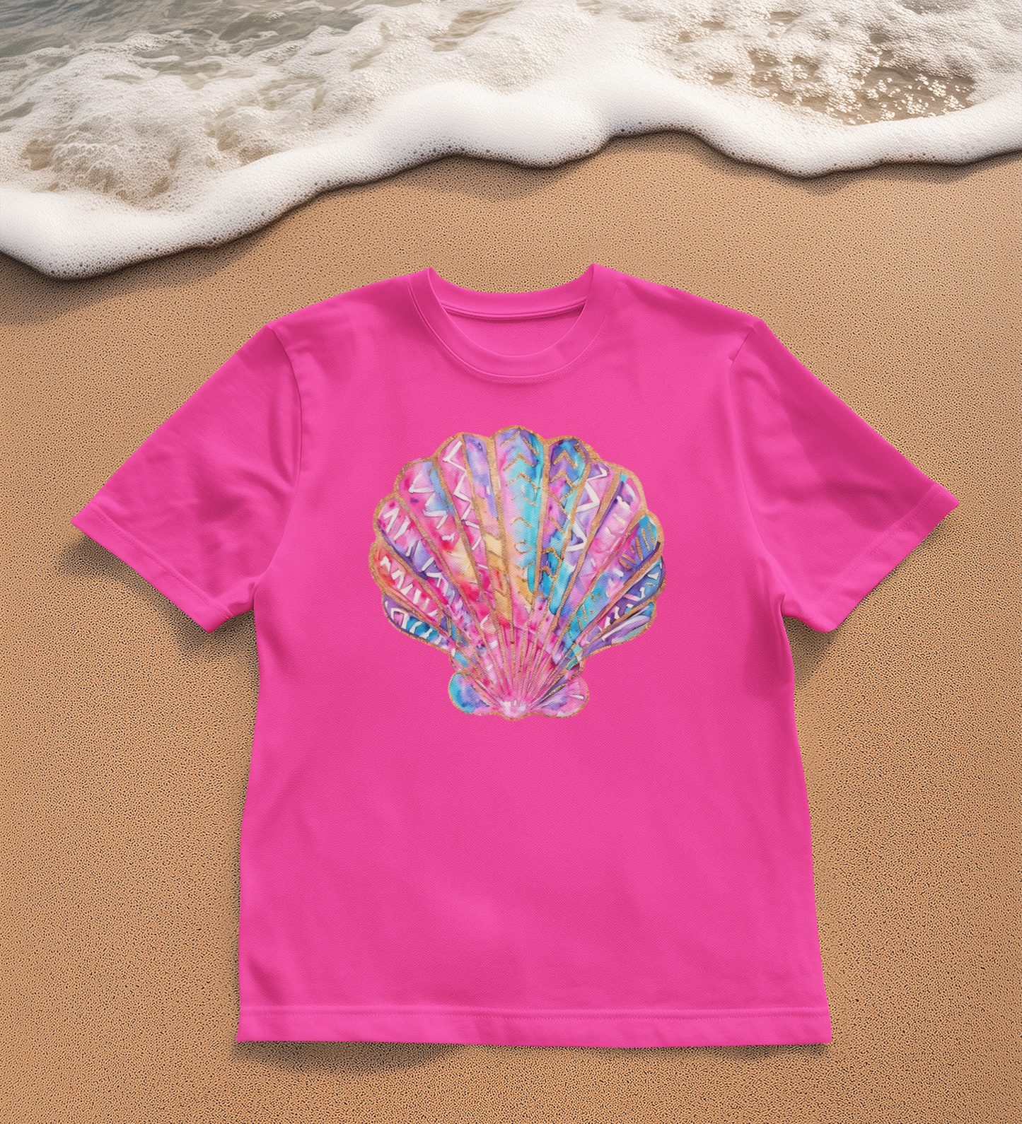 GLITTER COLORFUL SEASHELL TRANSFER (2 TRANSFERS AVAILABLE FOR PRESSING)