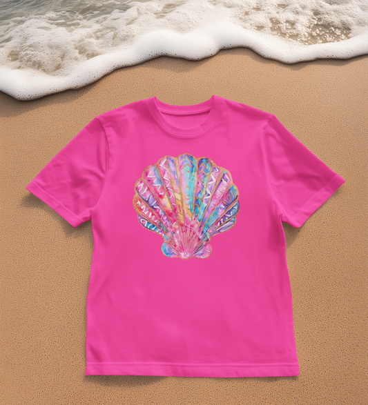 GLITTER COLORFUL SEASHELL TRANSFER (2 TRANSFERS AVAILABLE FOR PRESSING)