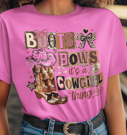 GLITTER BOOTS BOWS IT’S A GIRL THING (2 TRANSFERS AVAILABLE FOR PRESSING)L