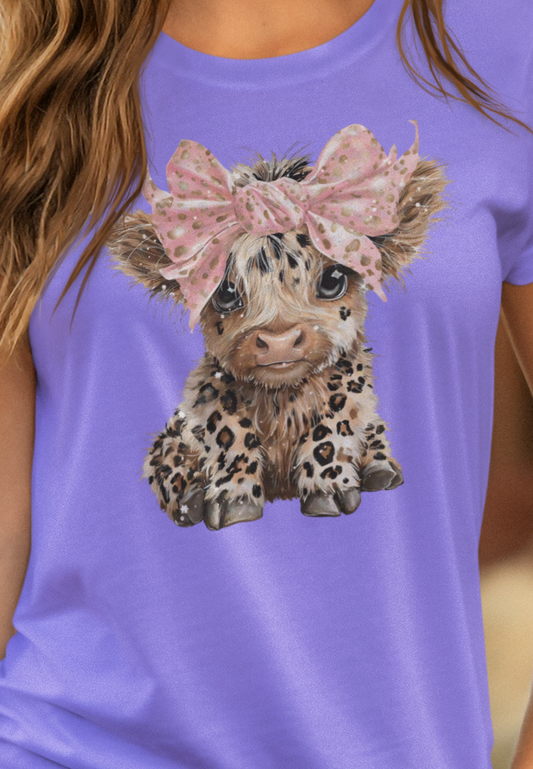 GLITTER CUTE COW WITH BOW (2 TRANSFERS AVAILABLE FOR PRESSING)