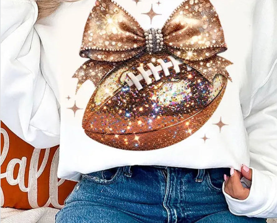 Glitter Bow and Football Hoodie image 0
