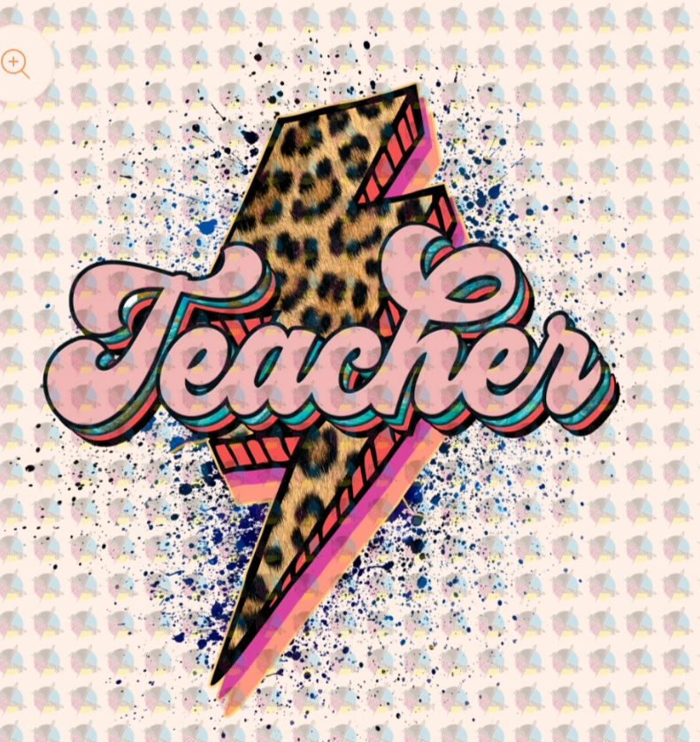 Teacher with Leopard Lightning Bolt T-Shirt image 0
