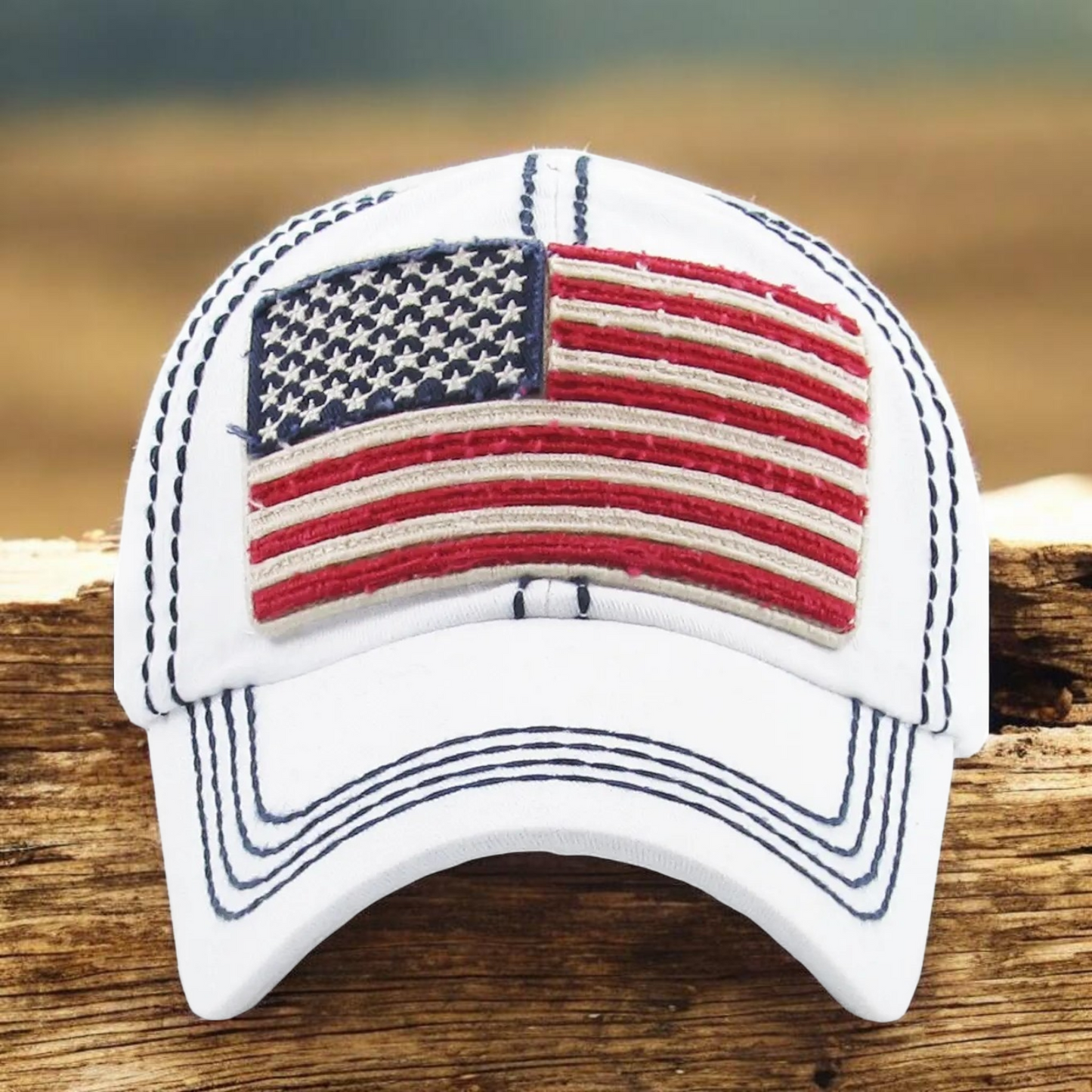 American Flag White Ballcap  image 0