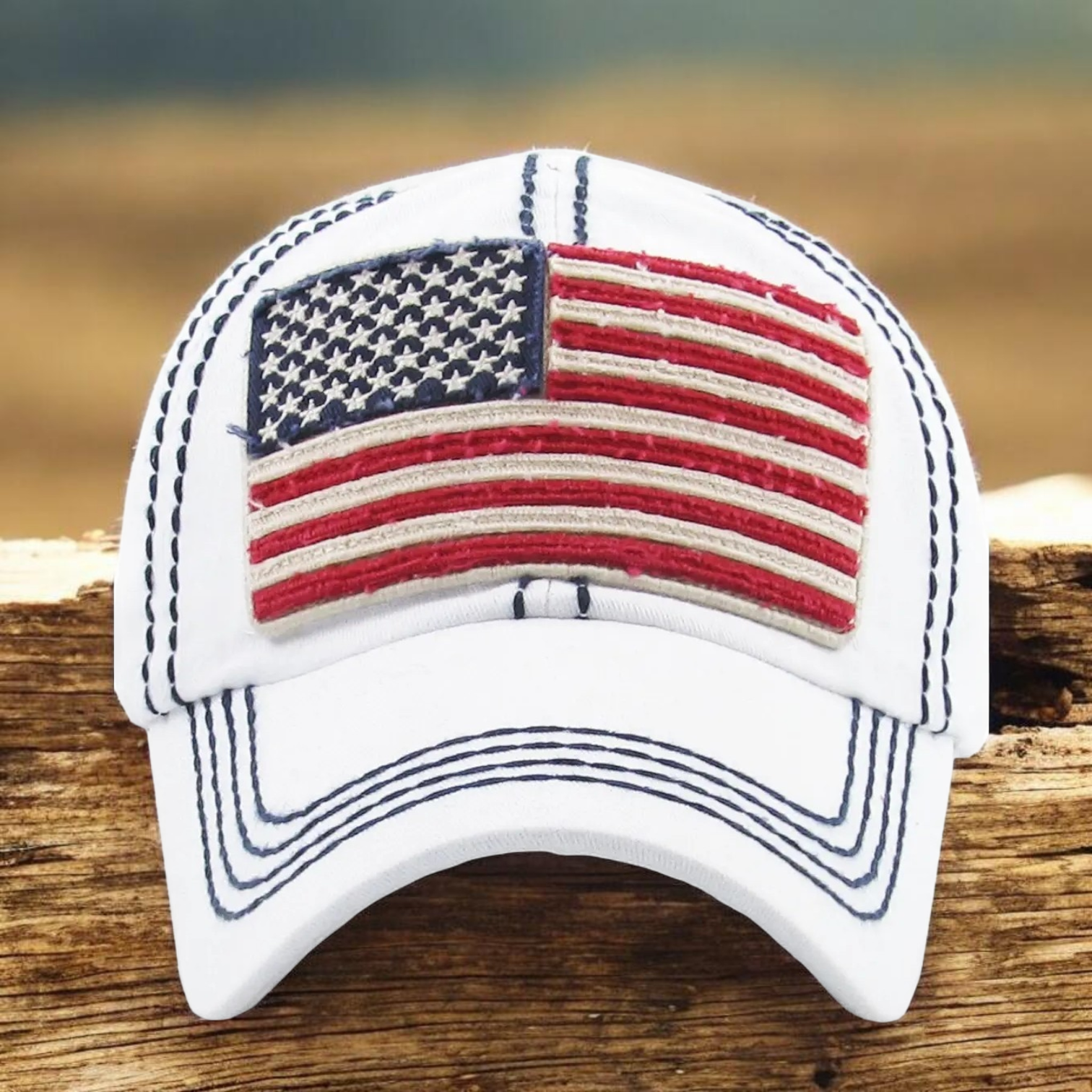 American Flag White Ballcap  image 0