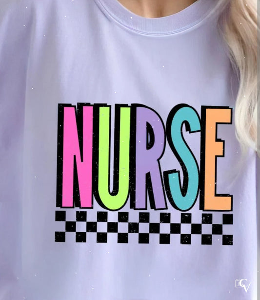 Glitter Nurse with Checkered Design (2 Transfers available for pressing) Transfer by NuKustomz