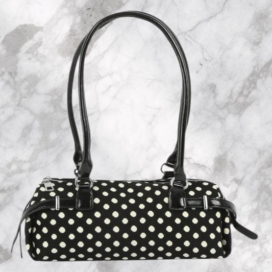 Black and White Polka Dot Barrel Bag 3/6/26 RTS
