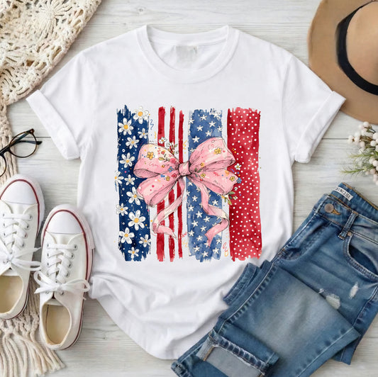 PATRIOTIC DAISY BOW PANEL (3 TRANSFERS AVAILABLE FOR THIS PRODUCT)