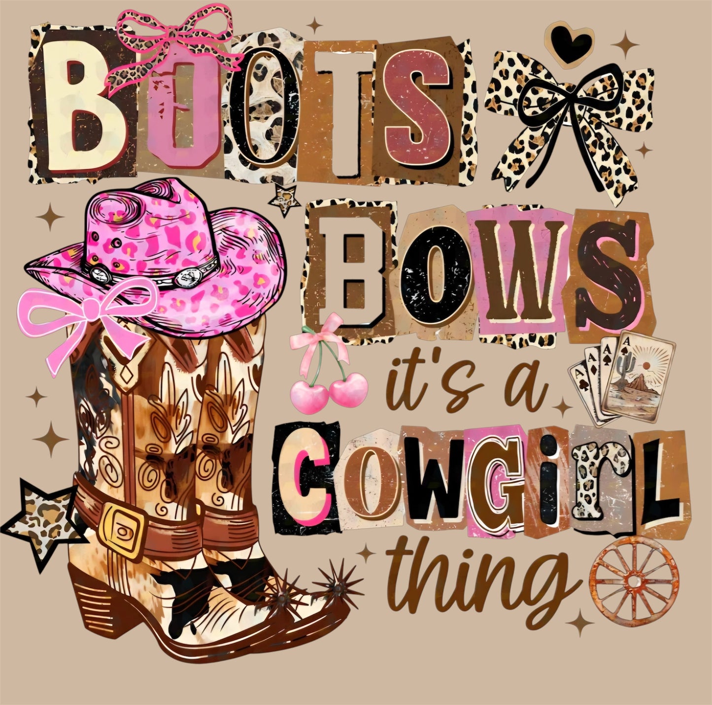 GLITTER BOOTS BOWS IT’S A GIRL THING (2 TRANSFERS AVAILABLE FOR PRESSING)L