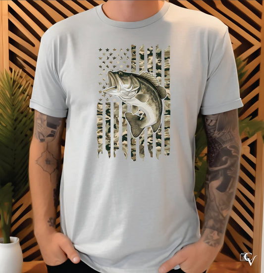 2 Tone American Flag with Fish ( 3 Transfers available for pressing)