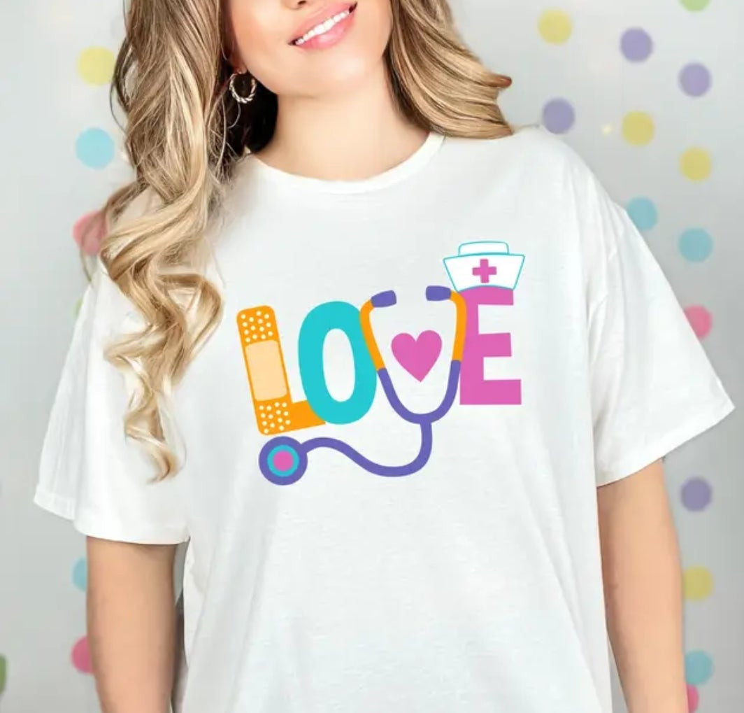 Love Nurse w Stethoscope  T-Shirt  image 0