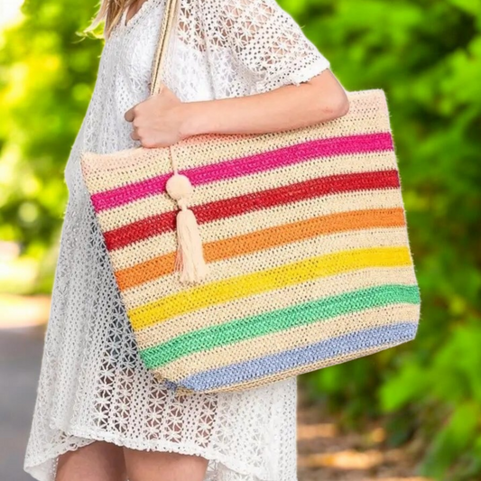 Amara Striped Crochet Women's Tote image 0