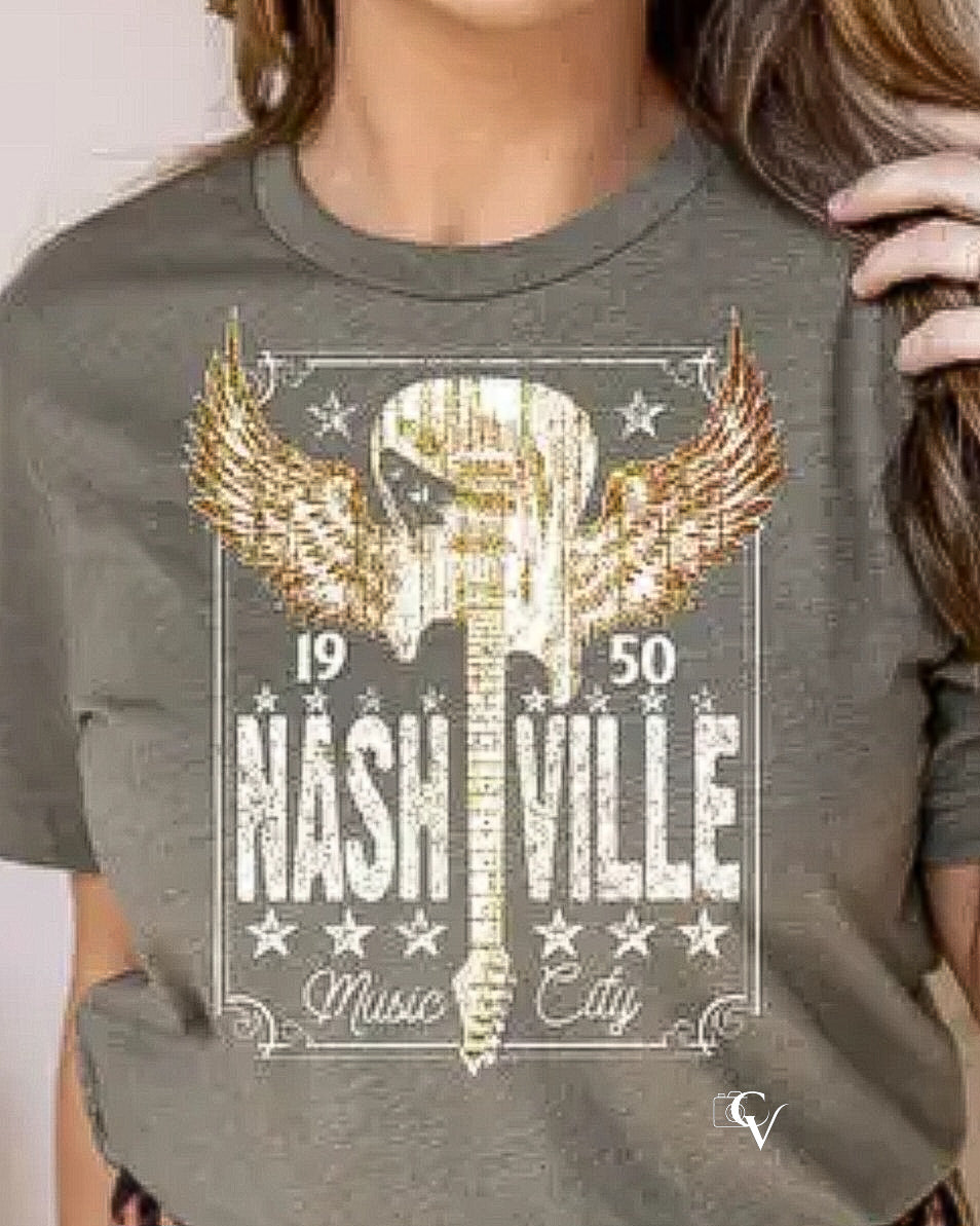 Nashville Music City Guitar with Wings Hoodie or Crewneck  image 0