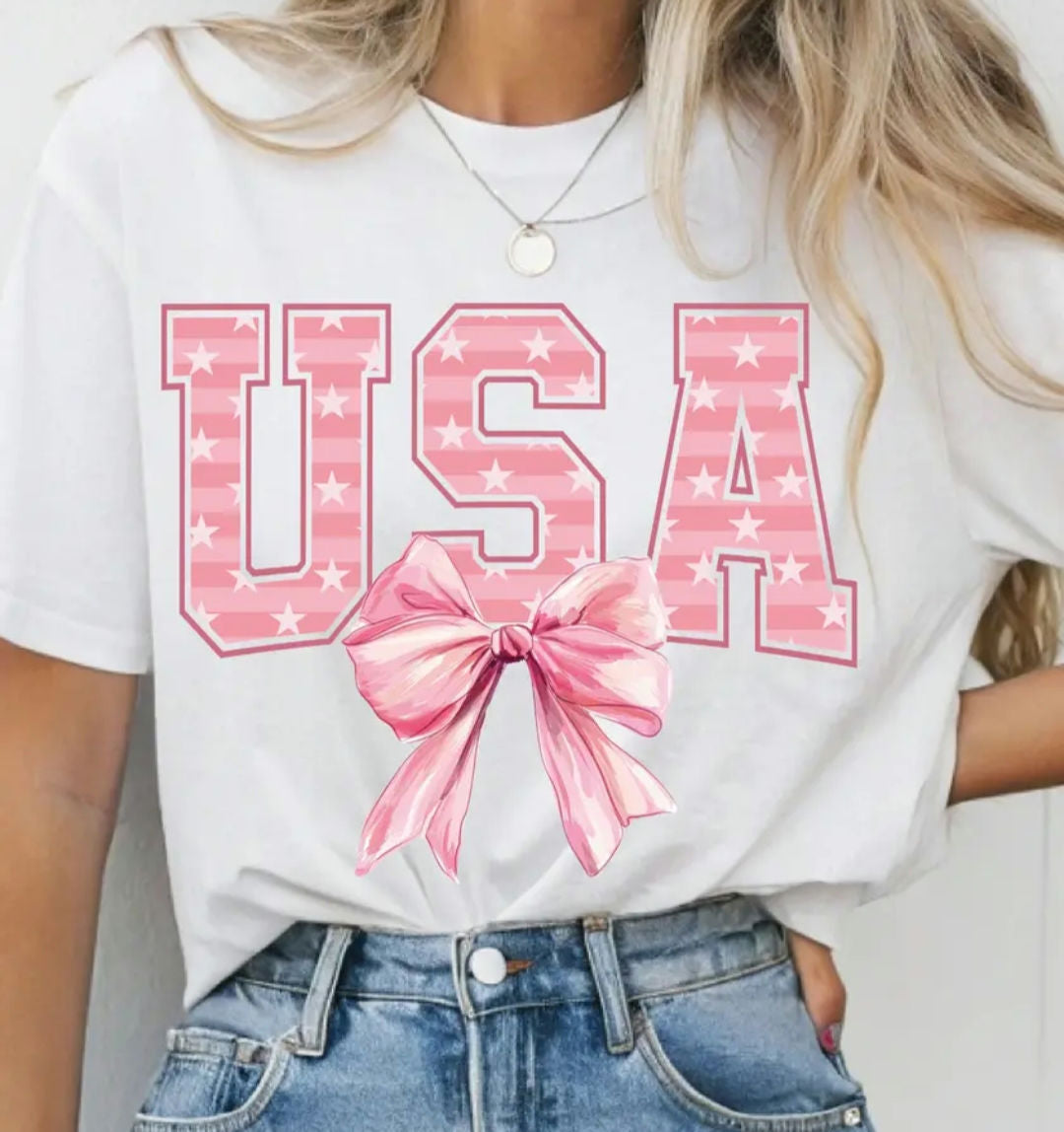 Pink USA & Bow image 0