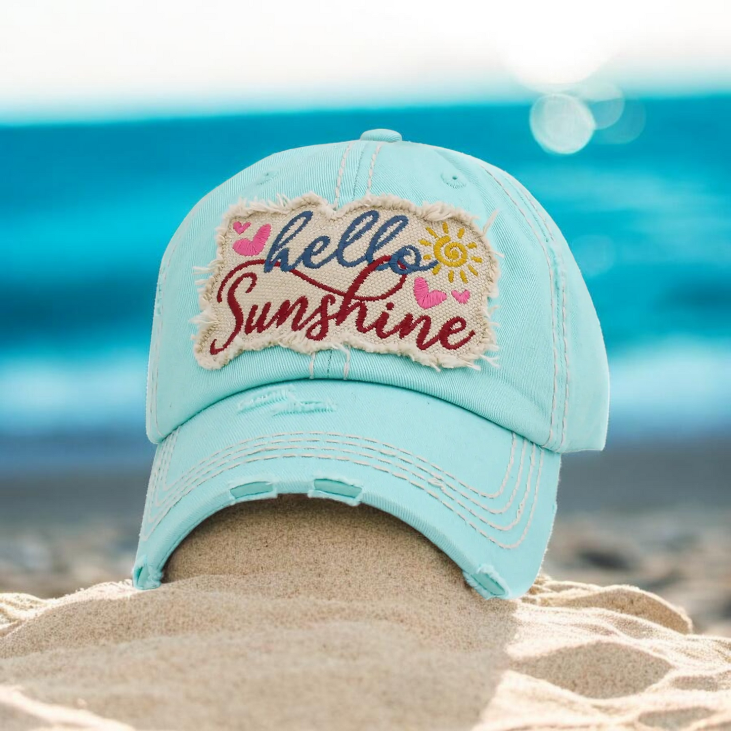 Vintage Hello Sunshine Teal Ballcap image 0