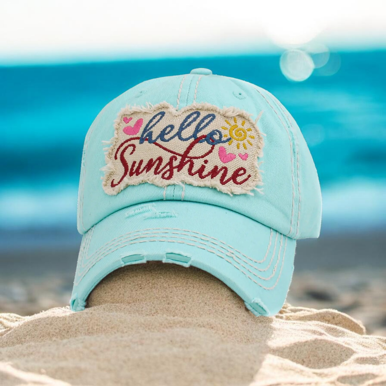 Vintage Hello Sunshine Teal Ballcap image 0