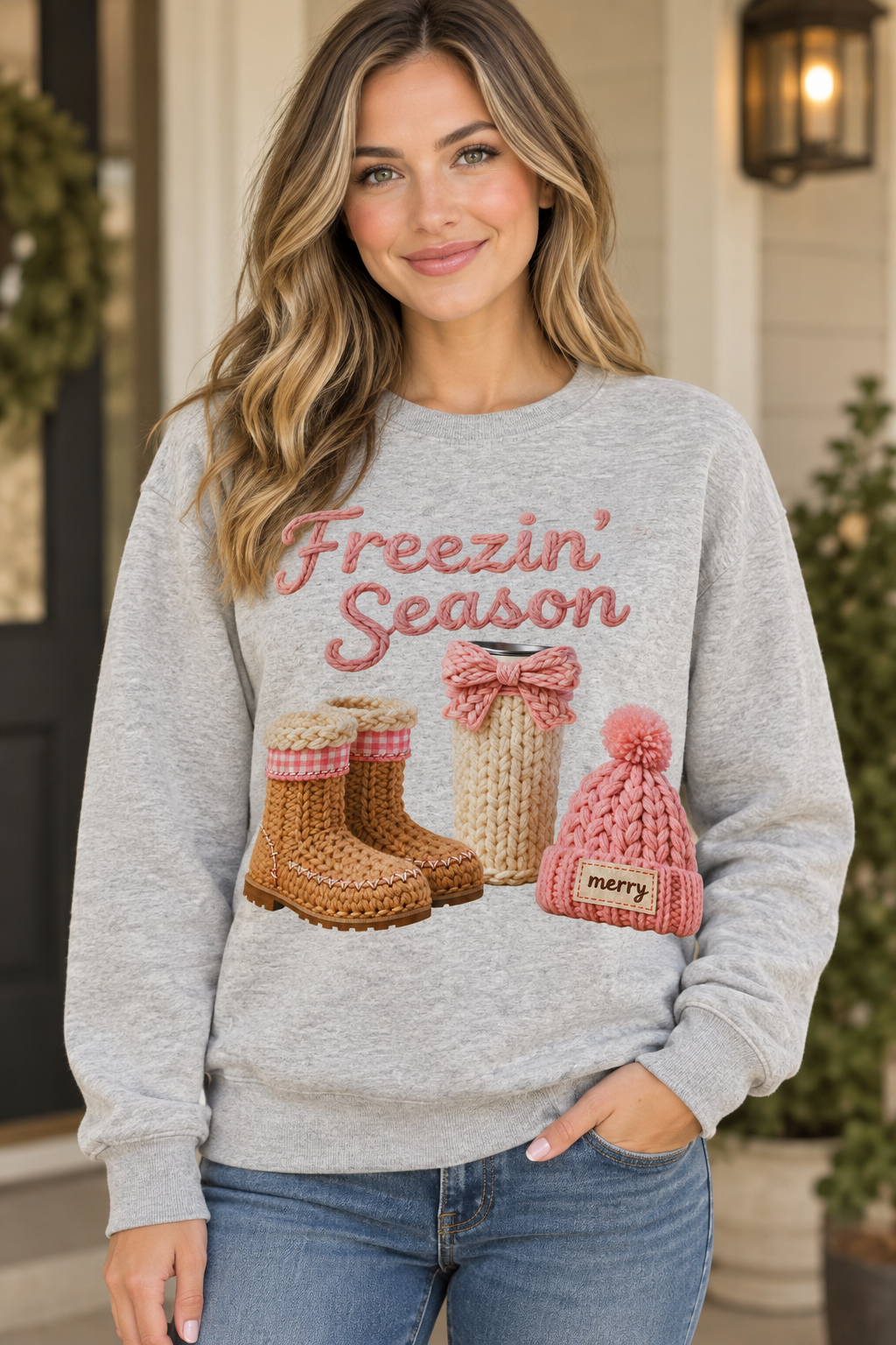 Freezin Season pink design model photo