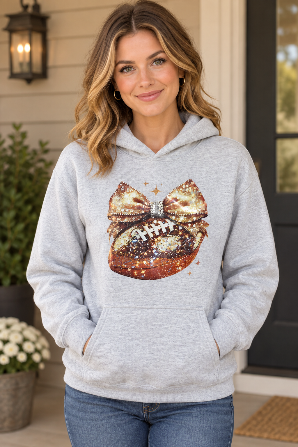 Glitter Football gray hoodie