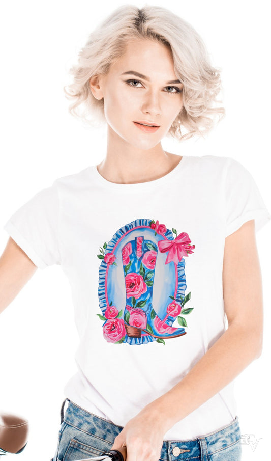 Roses Cowgirl Boot (3 Transfers available for pressing)