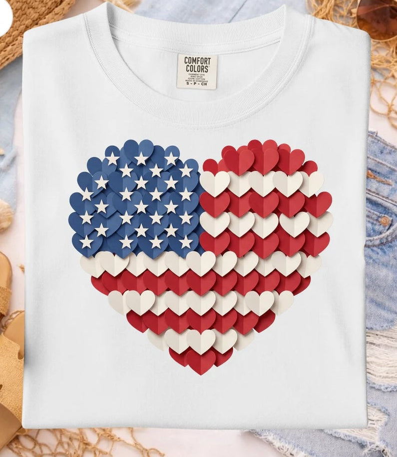 American Flag Heart (1 TRANSFERS AVAILABLE FOR THIS PRODUCT) 4/20/26