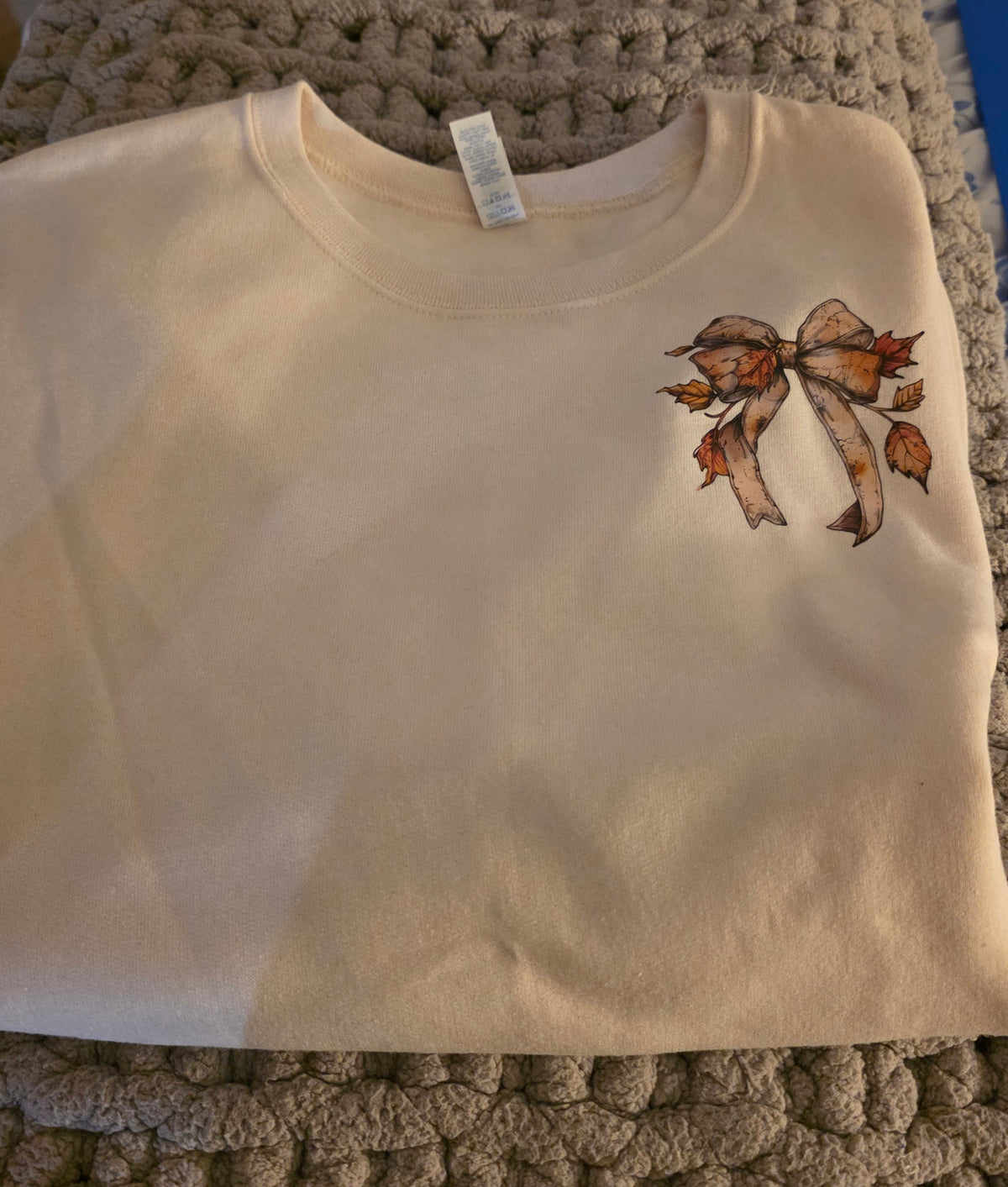 Autumn Leaves Bow Pocket and Back Design Crewneck