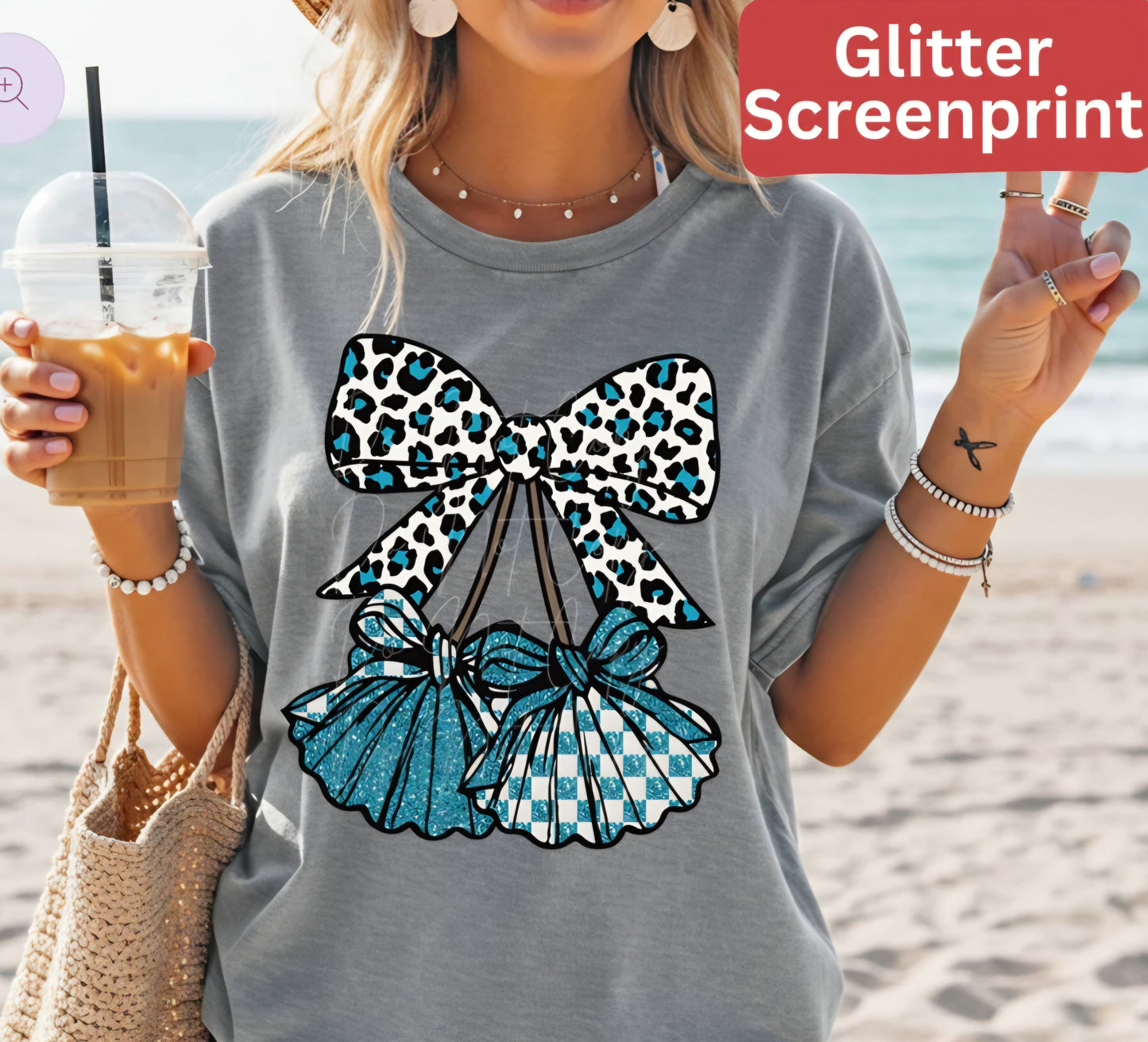 Glitter Seashells Tassles (2 Transfers available for pressing)