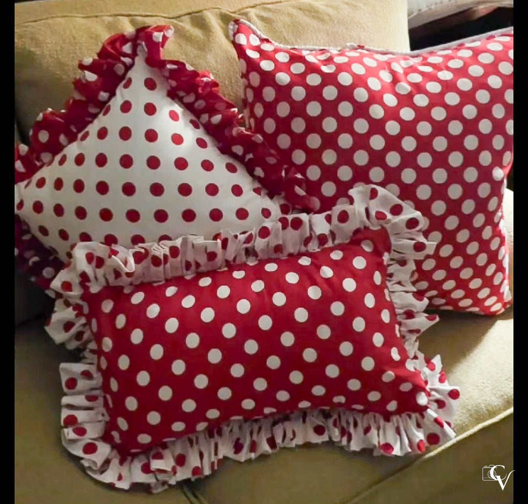 Large Red and White Throw Pillow