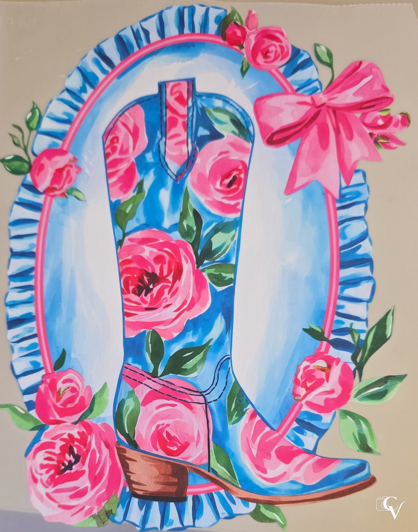 Roses Cowgirl Boot (3 Transfers available for pressing)