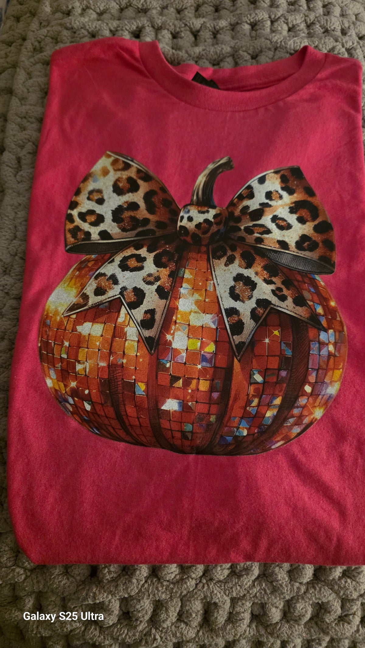 Pumpkin With Leopard Bow T-Shirt