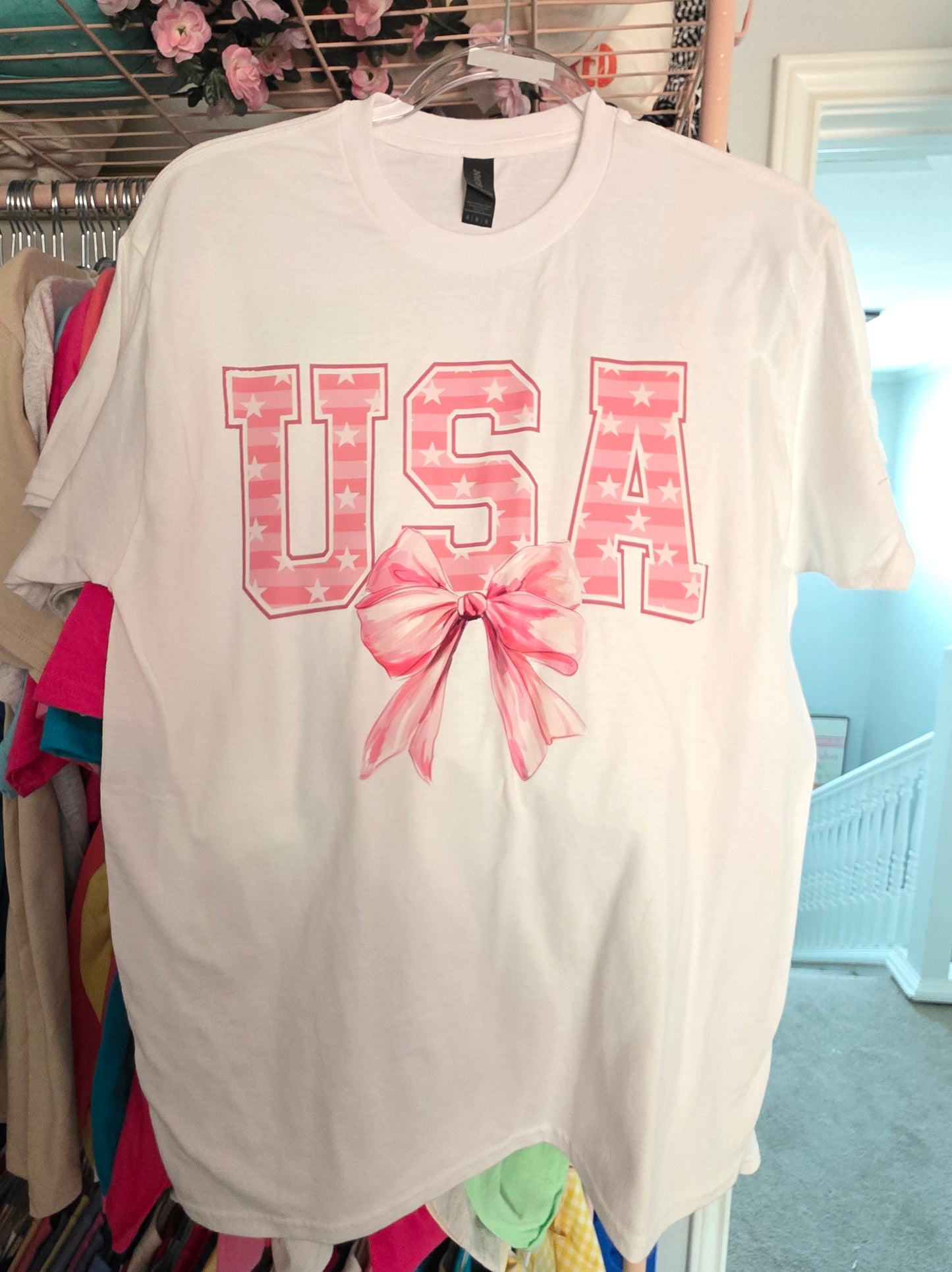 Pink USA with Bow Design