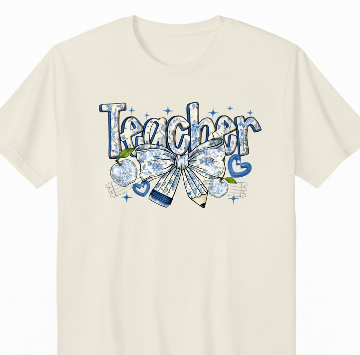 Teacher with Bow Pencil (4 Transfers available for pressing)