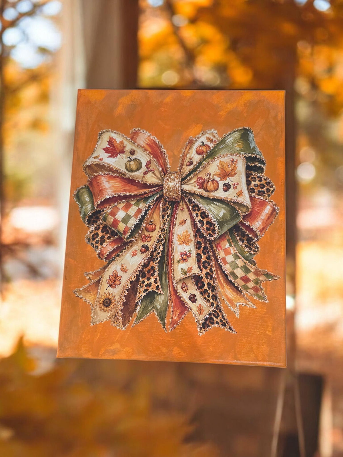 Fall Bow On Canvas 11x14