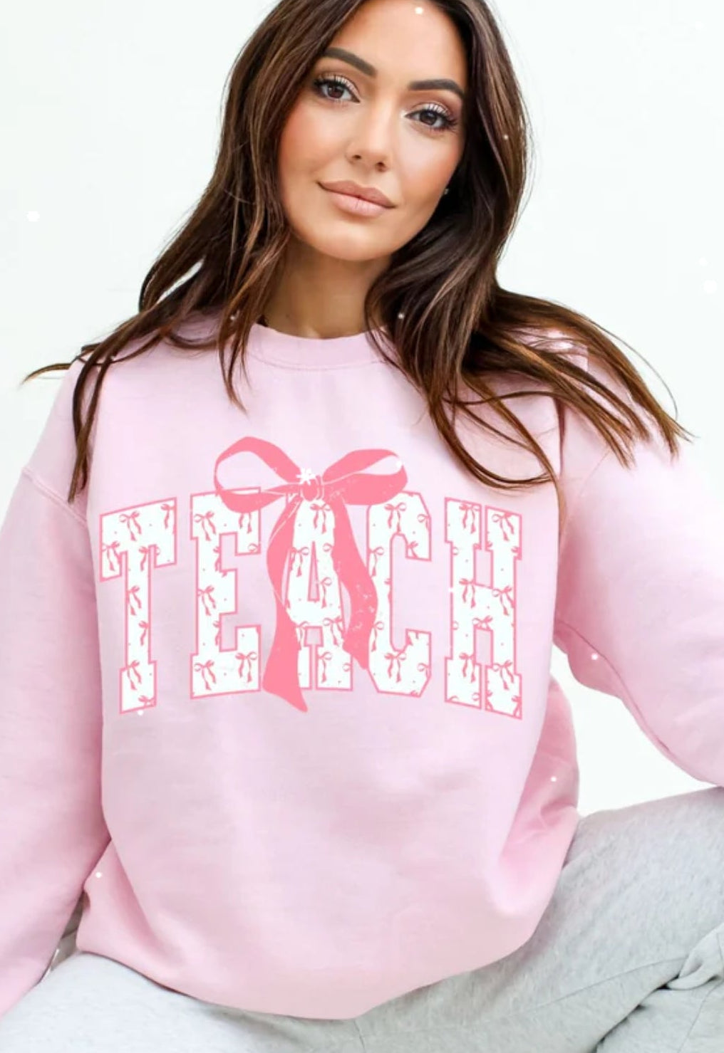 Glitter Teach with Pink Bow (3 Transfers available for pressing)